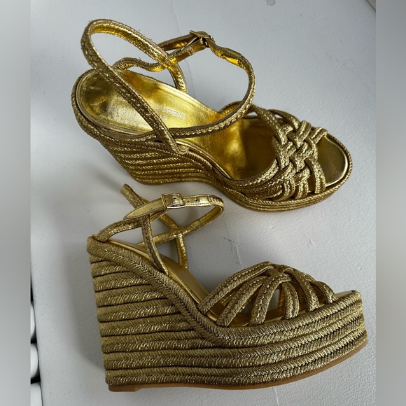 Saint Laurent size 8US Gold platform Sandals like New - Picture 7 of 8